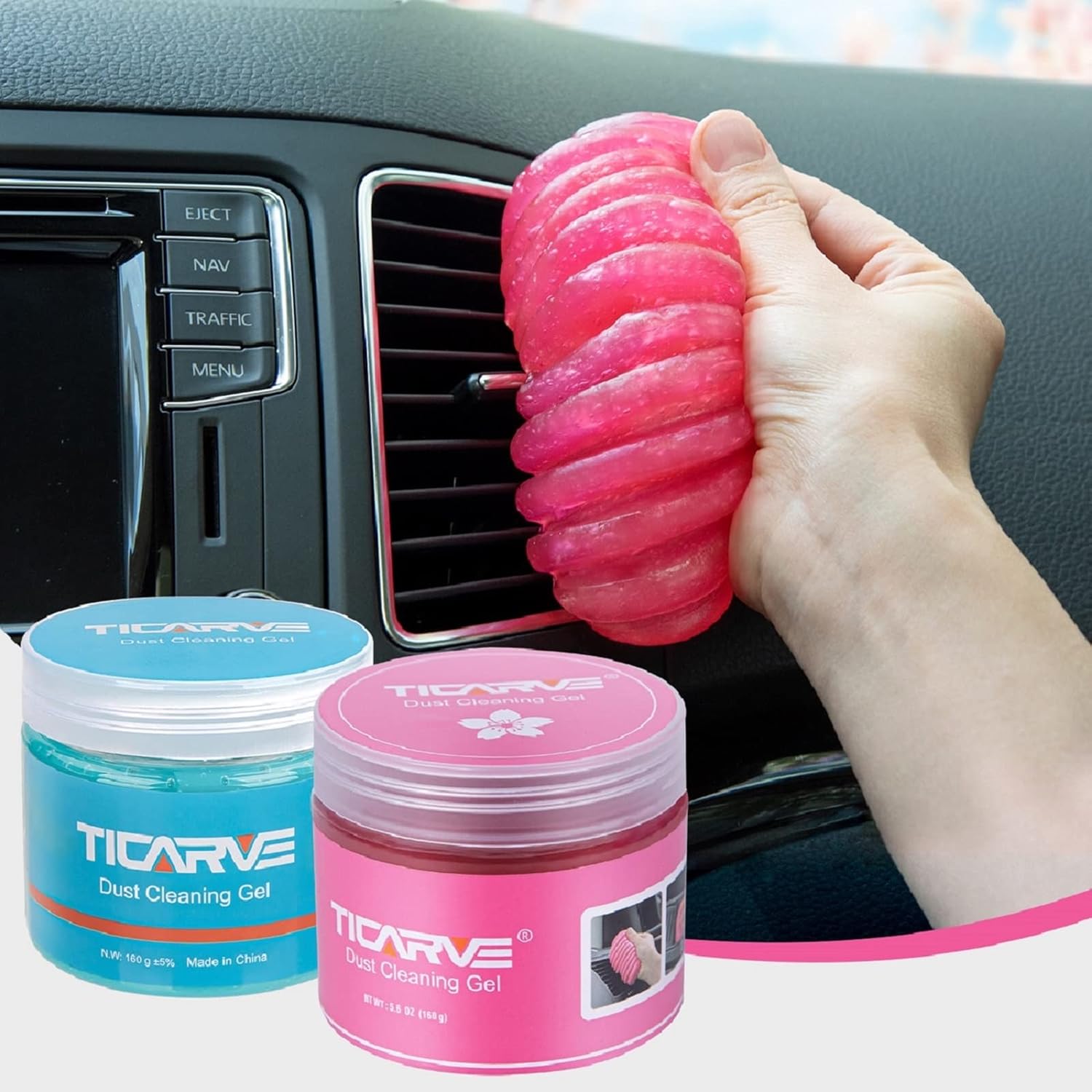 TICARVE 2Pack Cleaning Gel Car Putty Slime for Detailing Putty Detail Tools Car Interior Cleaner Automotive Cleaning Kits Keyboard Cleaner Blue Rose (320g/11.2oz)